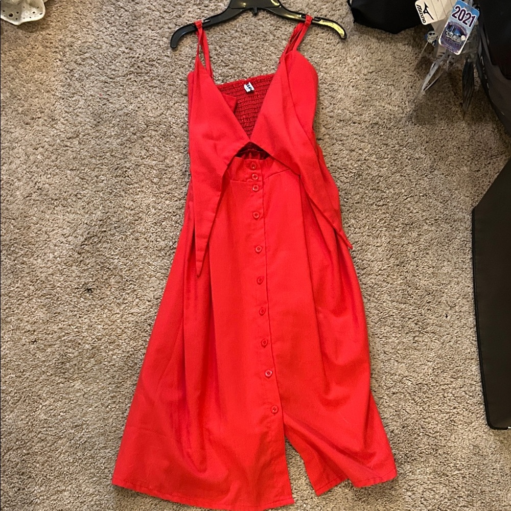 Cute Tie Red Sleeveless Dress